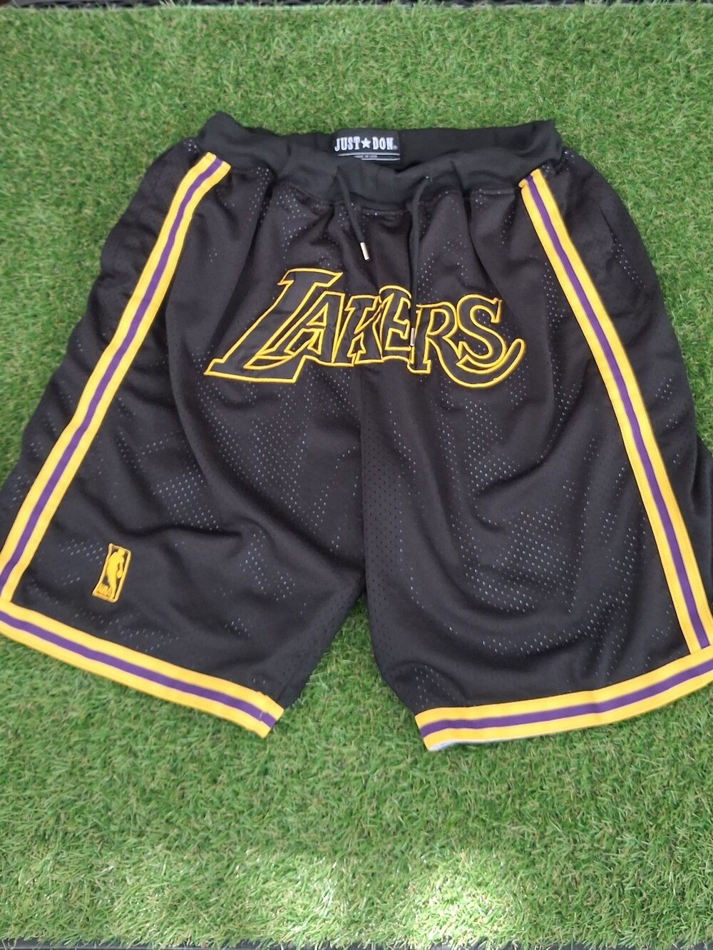 Just Don Black Lakers Mesh Shorts with Purple & Gold Trim Size XXL
